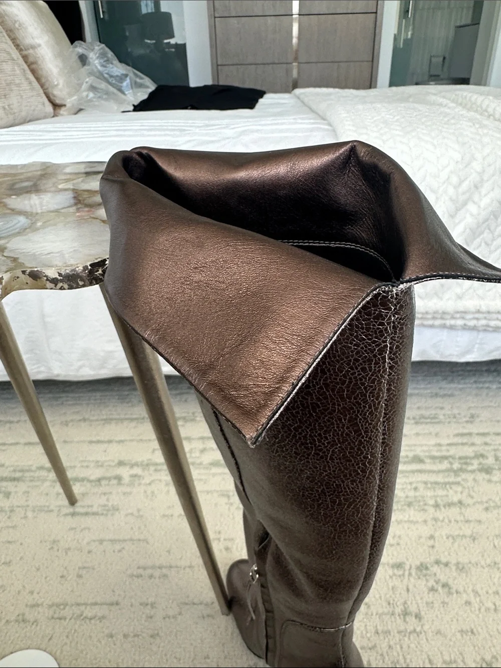 Giuseppe Zanotti Metallic Brown Knee-High Leather Stiletto Boots